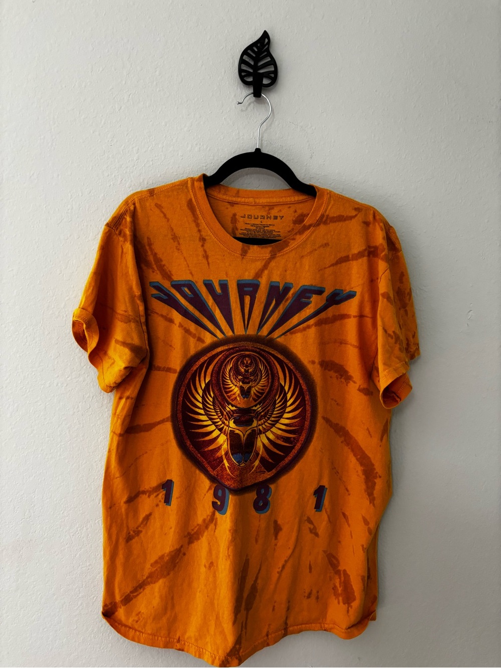 Journey Band Tee 1981 Bleach Dye Orange Graphic Tee Sz L